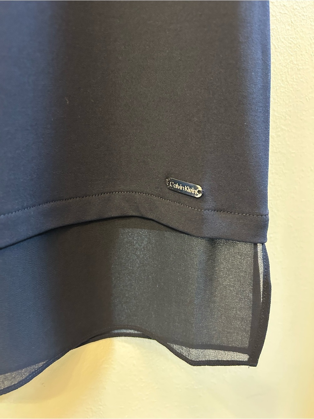 Calvin Klein Dark Navy Ruffle Sleeve Blouse - Women's Top - Picture 2 of 4